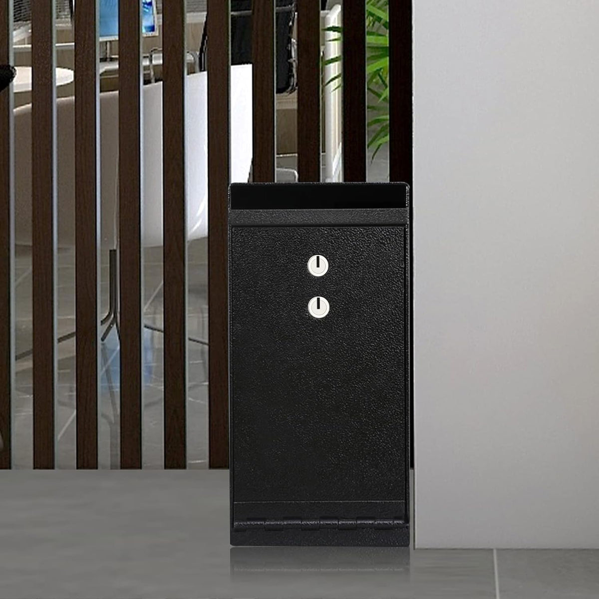 Dual Key Lock Anti-theft Drop Slot Steel Safe Matte Black J8438