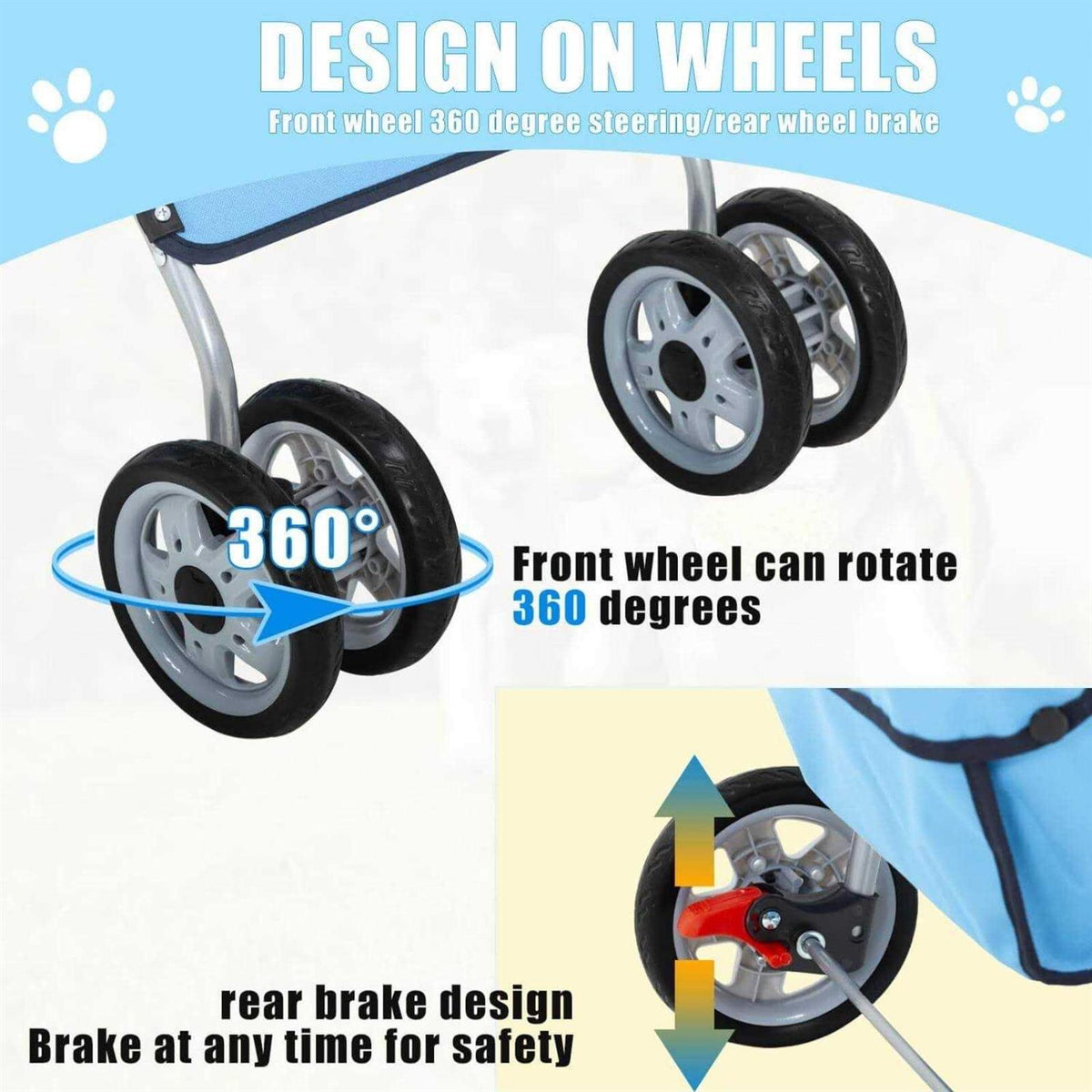 4 Wheels Foldable Pet Stroller with Cup Holders & Storage Basket J234824