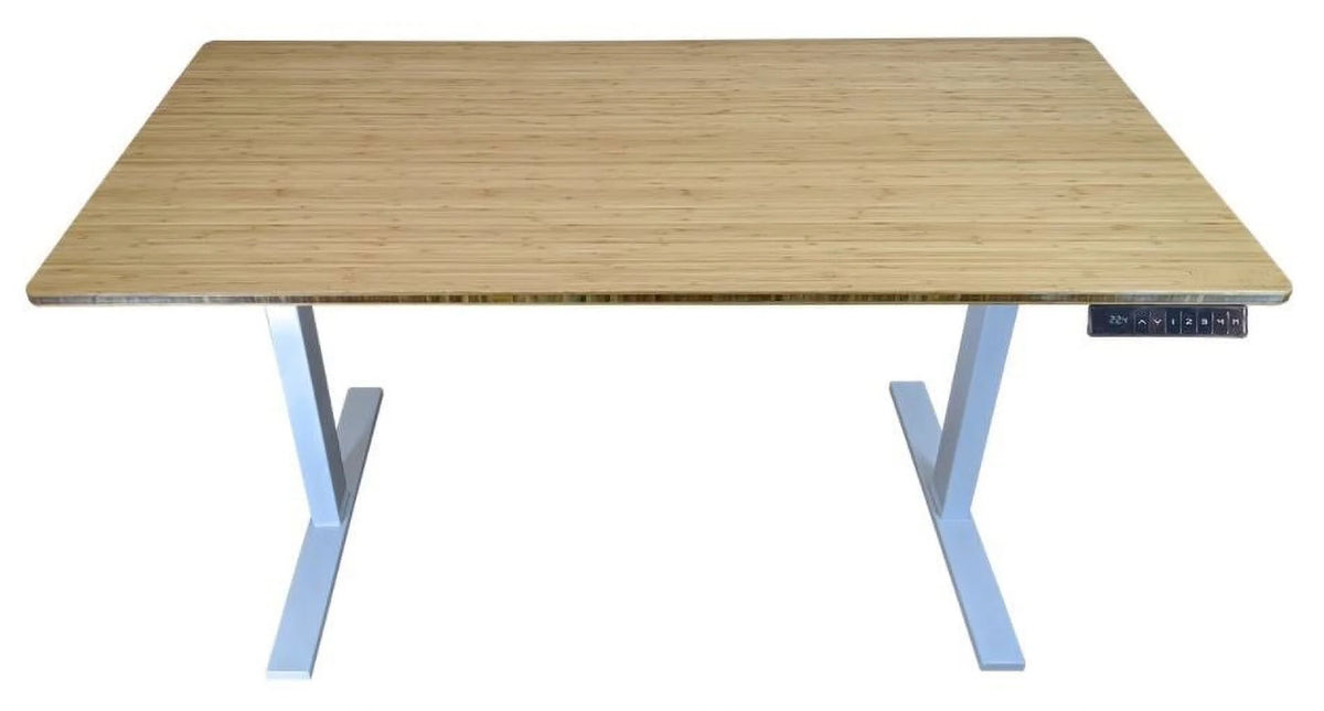 Gray Natural Bamboo Adjustable Computer Desk T769993