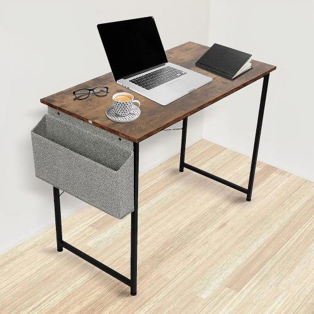 47 Inch Brown Wooden Desk with Storage Bag T242