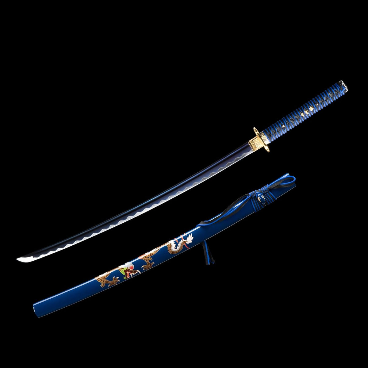 Blue Hand Forged Clay Tempered High Carbon Steel Katana B121488