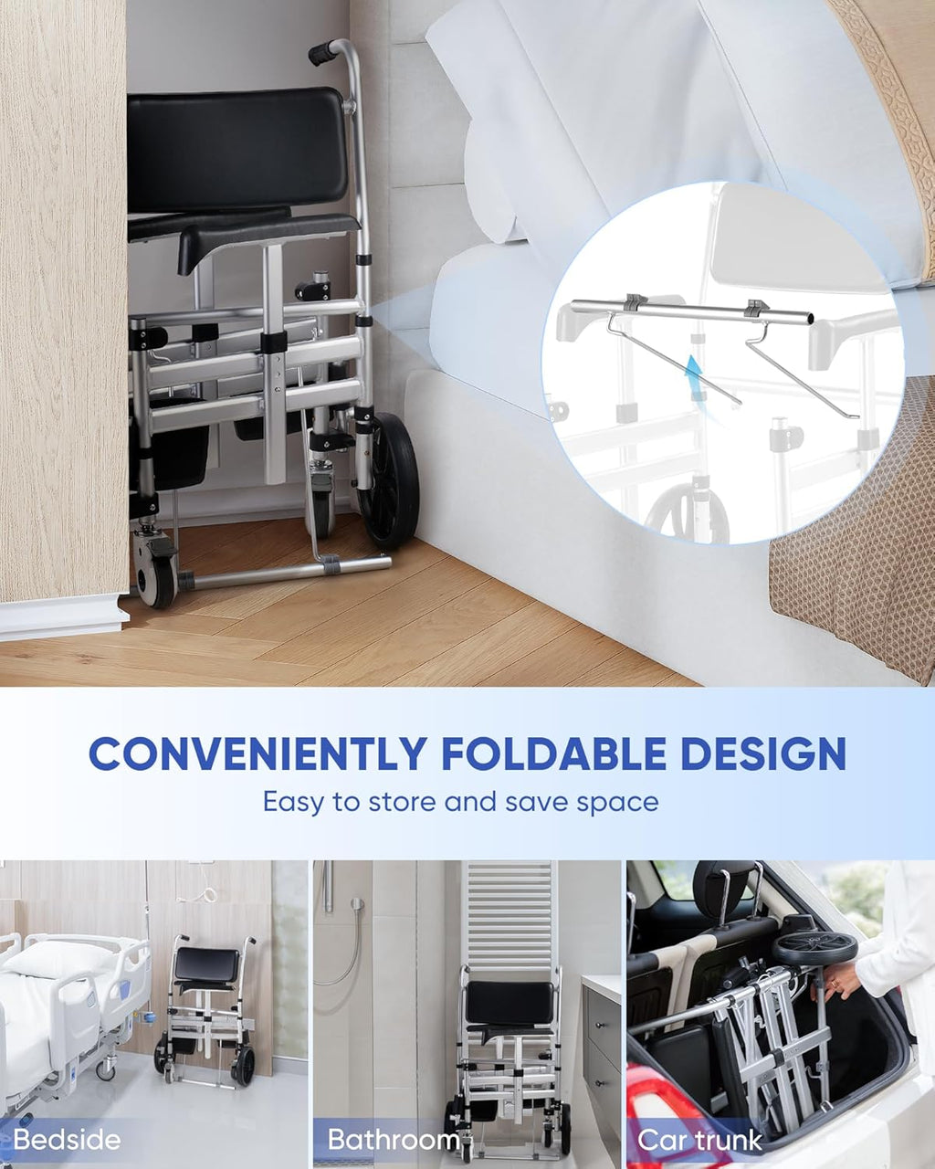 Folding Shower Chair with Wheels U2944
