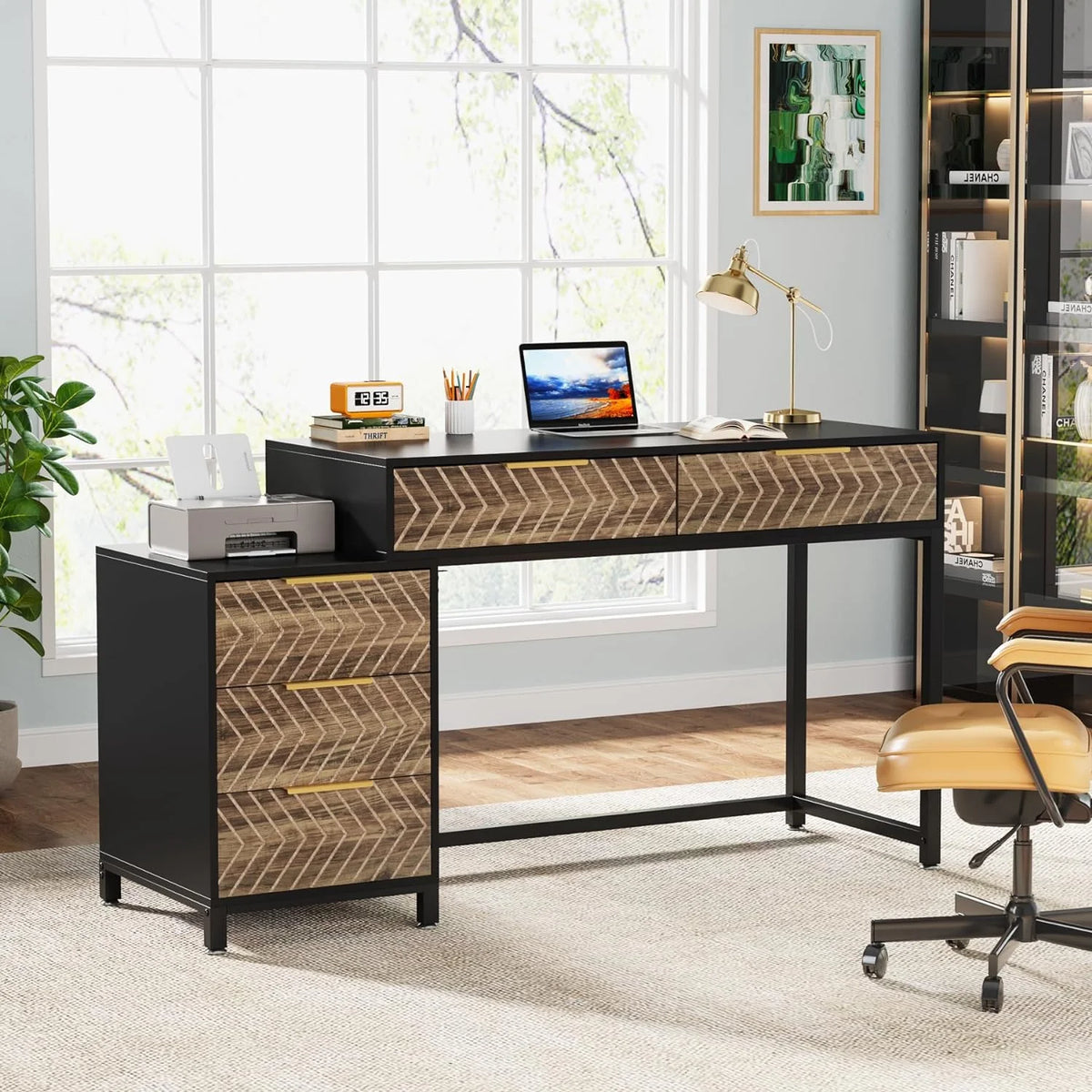 47" Computer Desk with 5 Drawers J7431