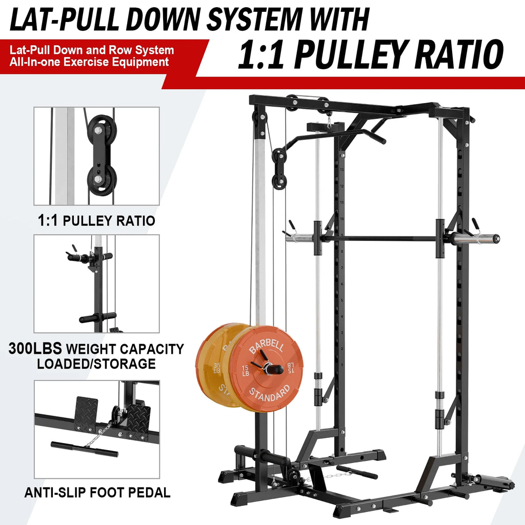 Smith Machine Squat Rack with Lat Pull Down System K716494