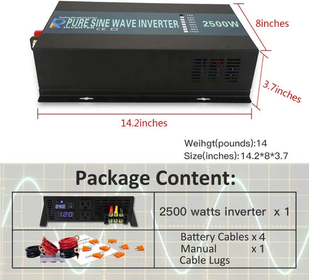 2500W 24VDC to 120VAC Pure Sine Wave Inverter F1977