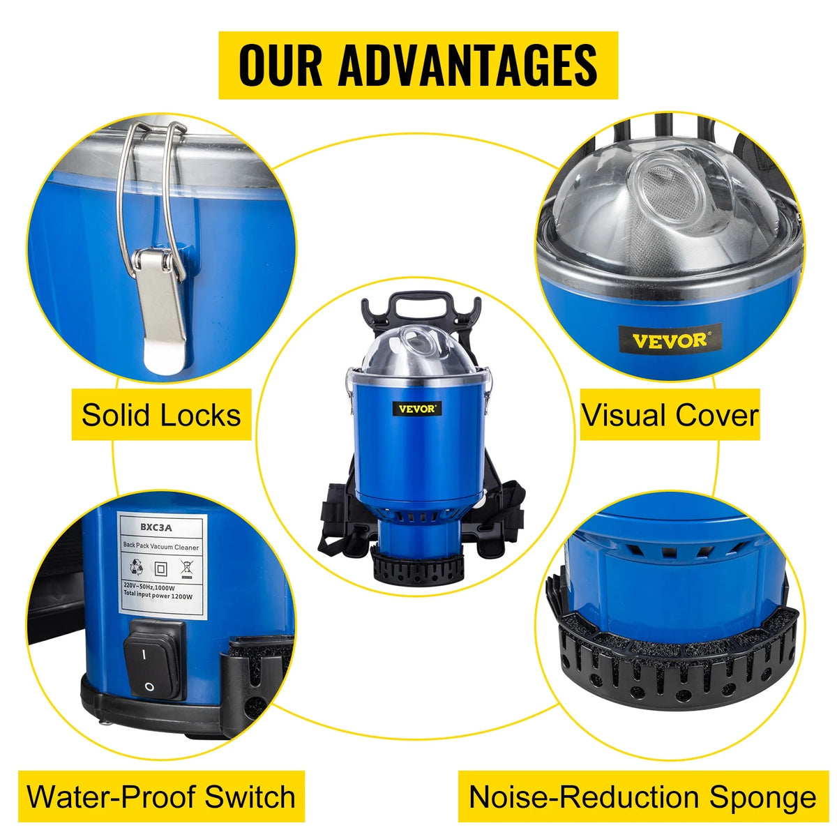Commercial 5 in 1 HEPA Backpack Vacuum Cleaner with Telescoping Wand V2522
