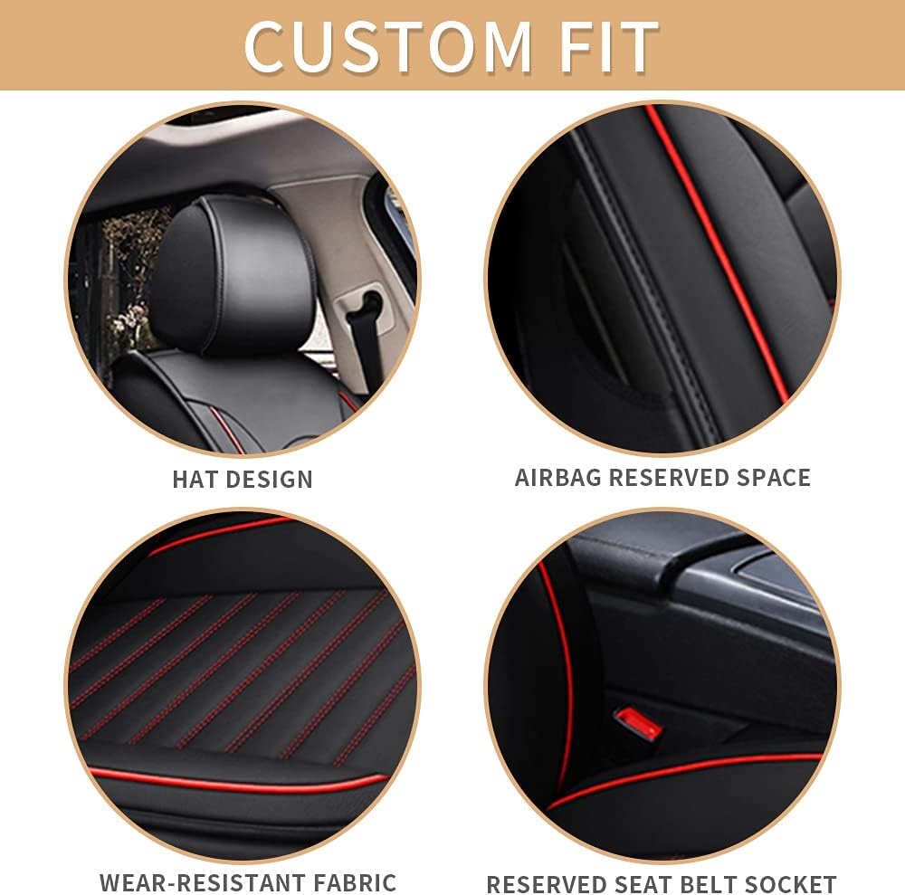 Custom Fit Car Seat Cover, Black Faux Full Set with Airbag Compatible D49743