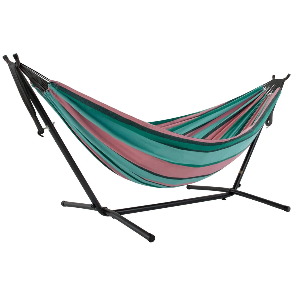 Double Cotton Hammock with Stand and Carry Bag U98987