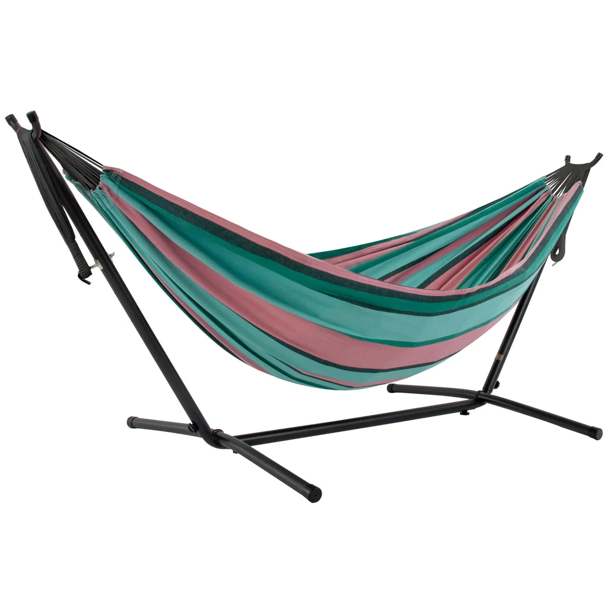 Double Cotton Hammock with Stand and Carry Bag U98987