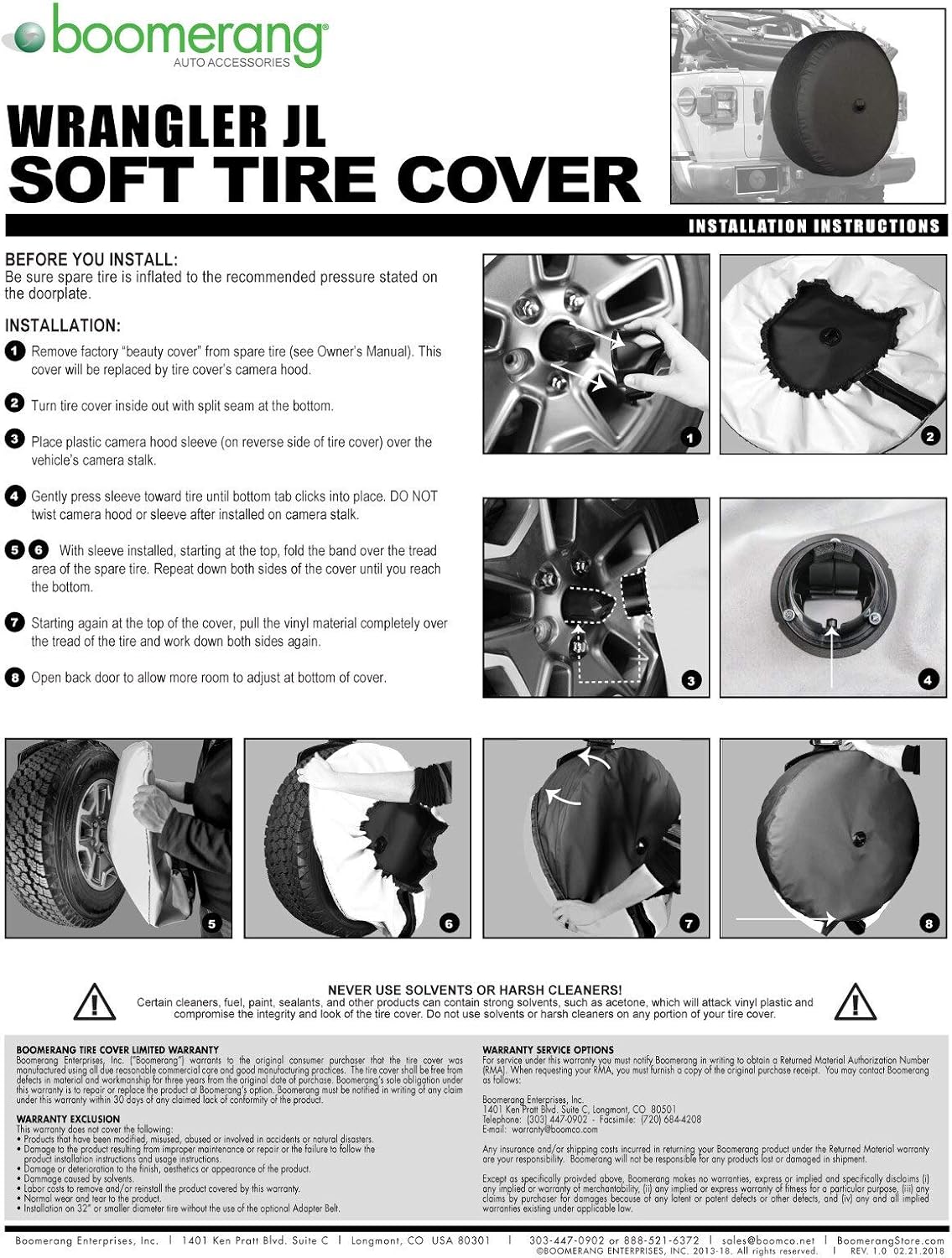 32 Soft Tire Cover for Jeep Wrangler JL with Back-up Camera L570