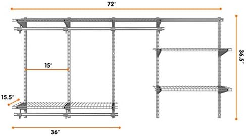 4 to 6 FT Wall-Mounted Closet Organizer Kit with Wire Shelving and Hanging Rods Q2088