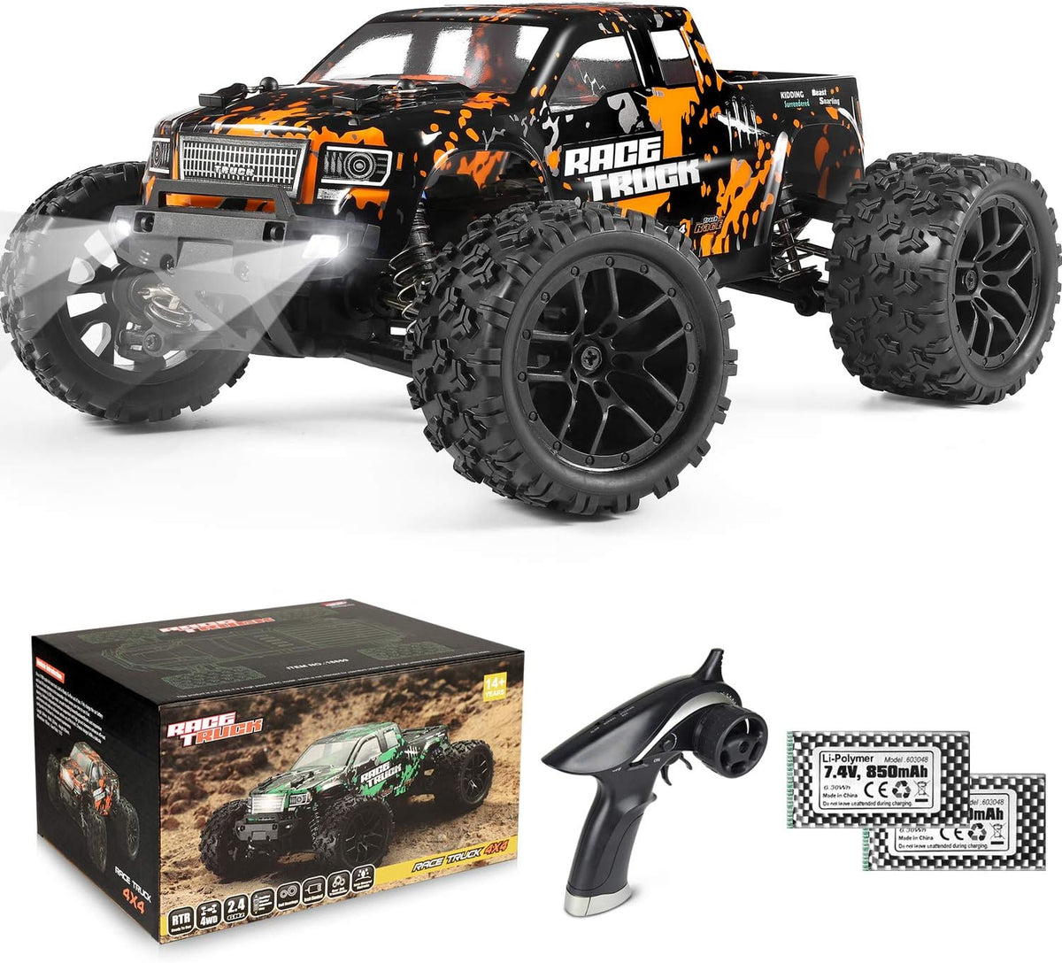 1:18 Scale 4X4 RC Monster Truck with 2 Batteries C529574