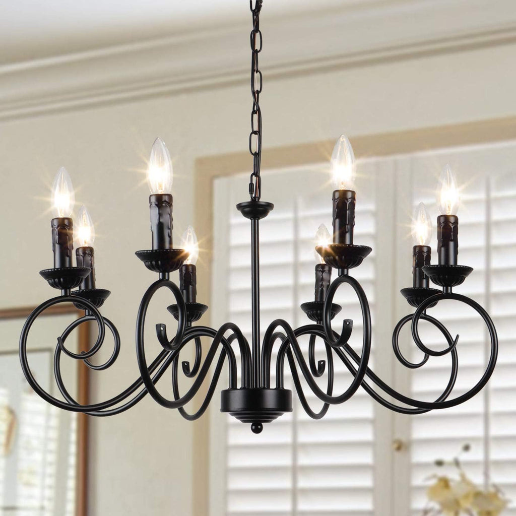 8 Lights Black Rustic Chandelier Ceiling Light Fixture Y4973