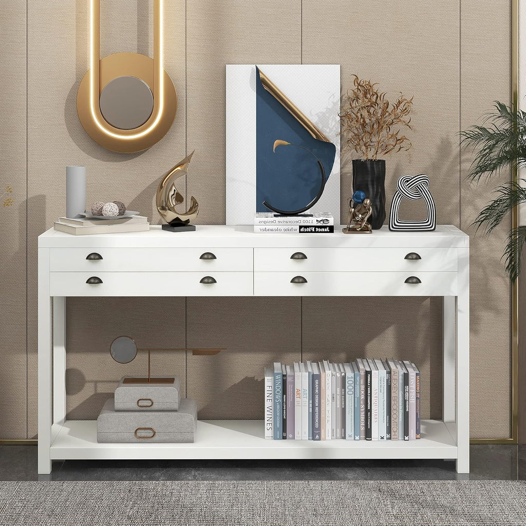 Green Wood Console Table with 2 Drawers C715927