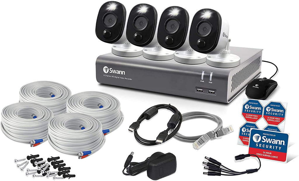 8 Channel 4 Camera Wired 1080p HD DVR 1TB HDD Security System Y9764