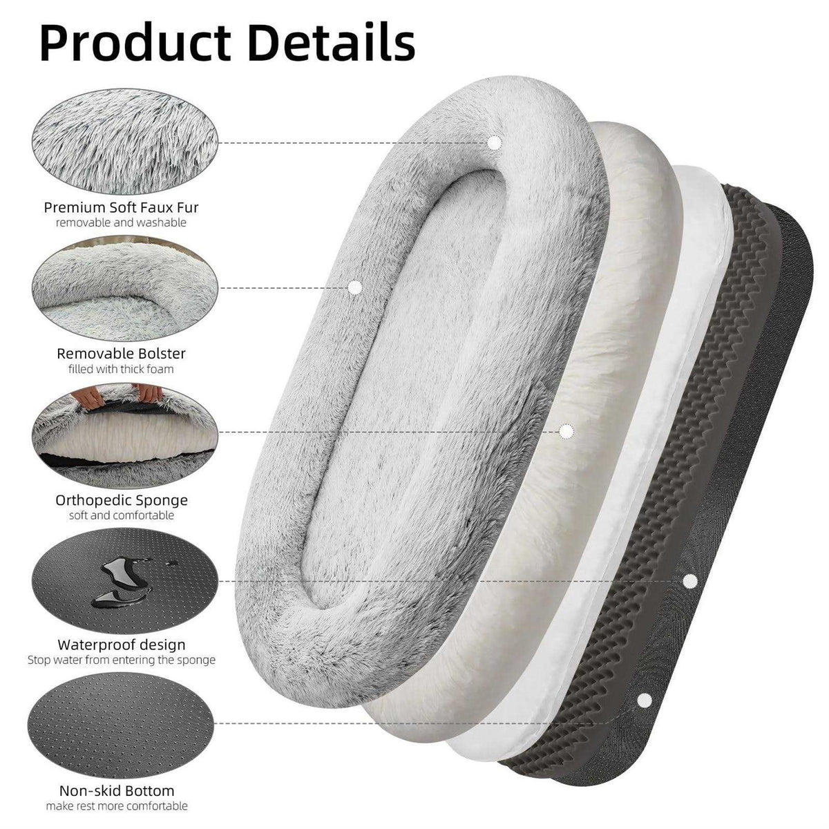 75 L x 50 W x 14 Th Human Dog Bed R722908