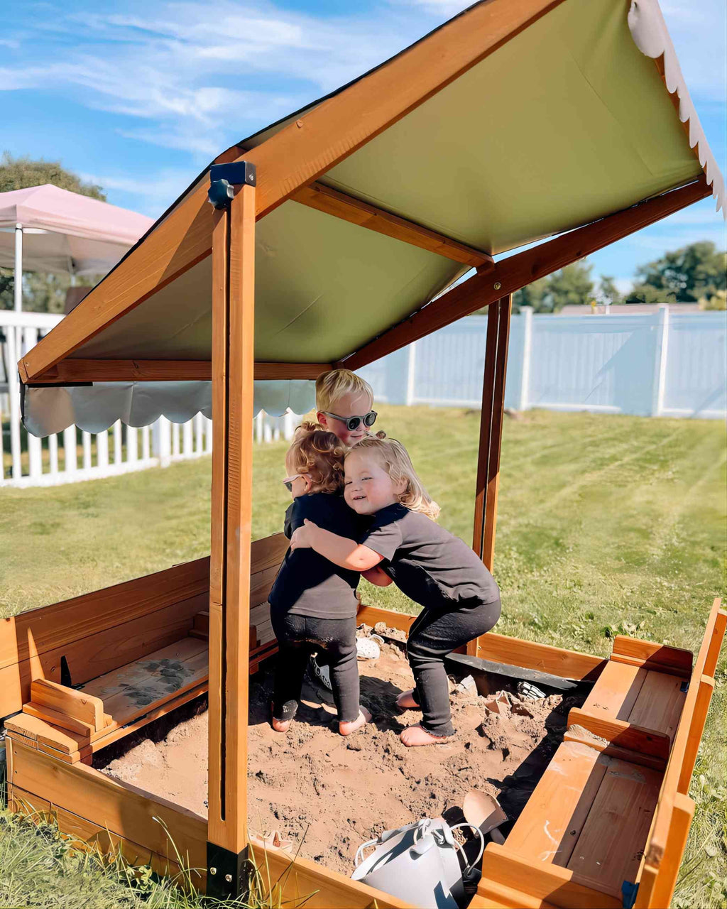 47'' Wooden Sandbox with Lid and Bench Y40458