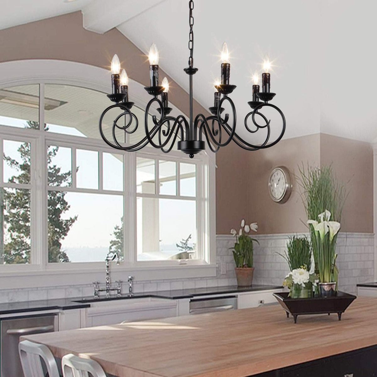 8 Lights Black Rustic Chandelier Ceiling Light Fixture Y4973