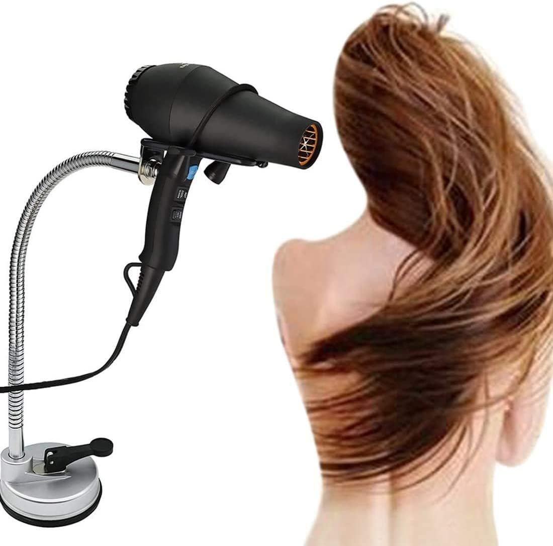 Stainless Steel 360 Degree Rotating Hair Dryer Holder Stand with Suction Cup A28197