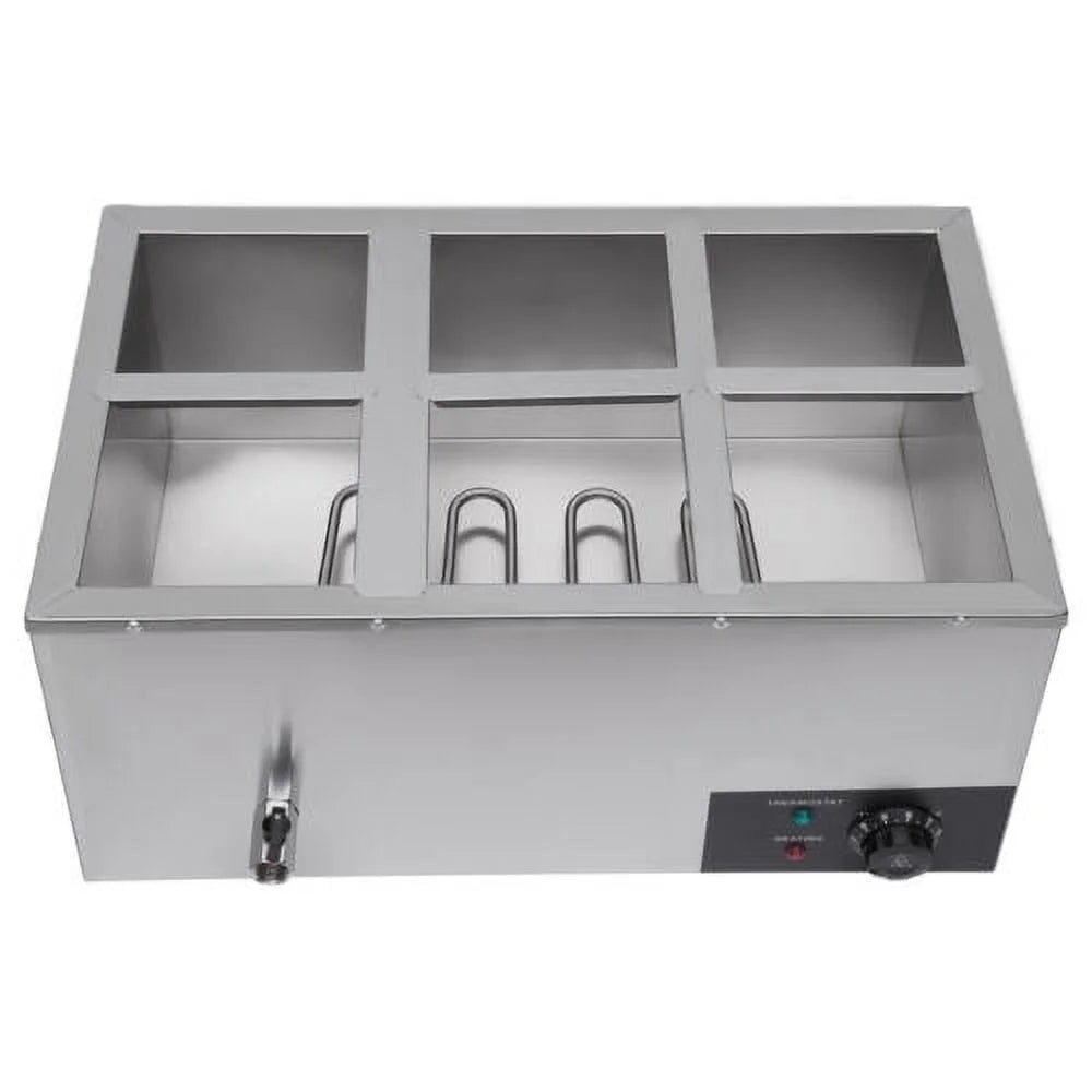 600W 110V 6 Pots Pans Commercial Stainless Steel Food Warmer J945923