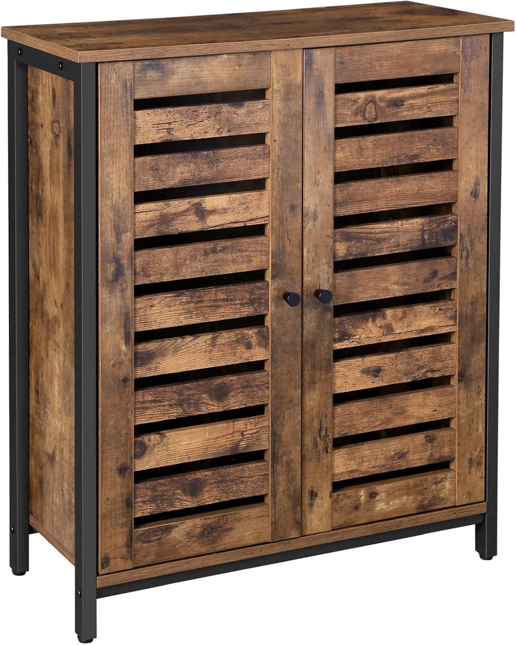 Rustic Brown Bookshelf with 3 Shelves and 2 Doors T8247