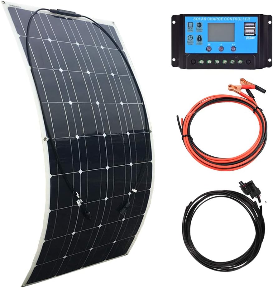 100W Flexible Solar Panel with 10A Charge Controller and Cables T7531