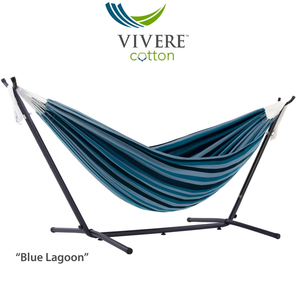 Double Cotton Hammock with Stand and Carry Bag U98987