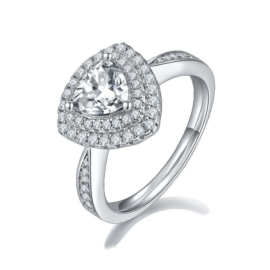 18k White Gold Over Silver Pear Cut Moissanite Double Halo Ring M854827