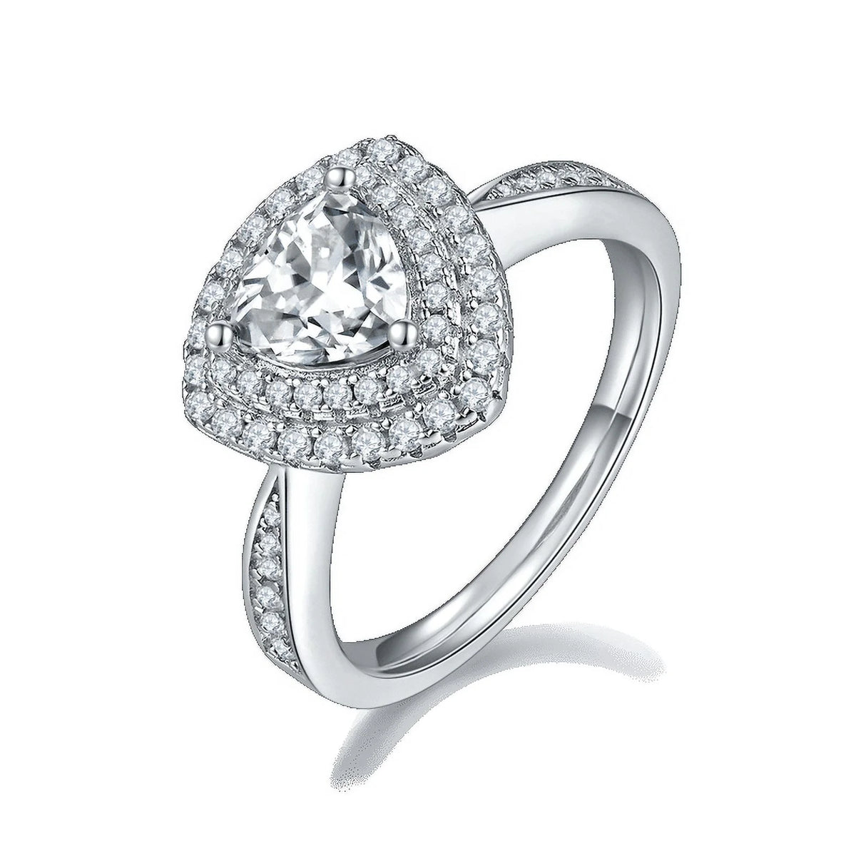 18k White Gold Over Silver Pear Cut Moissanite Double Halo Ring M854827