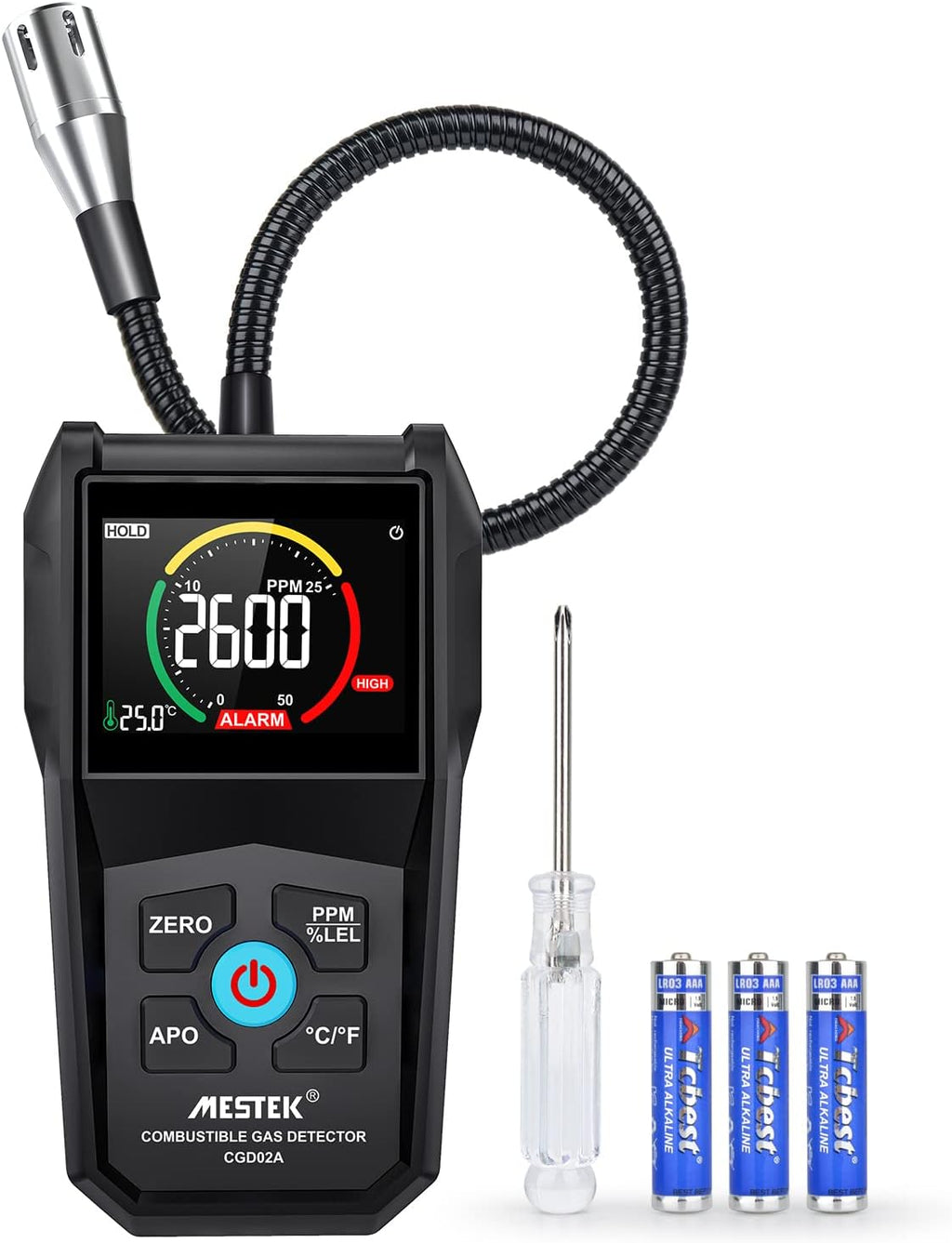 Gas Leak Detector with Alarm and Color LCD Display 0-50000PPM Pack of 2 T4674
