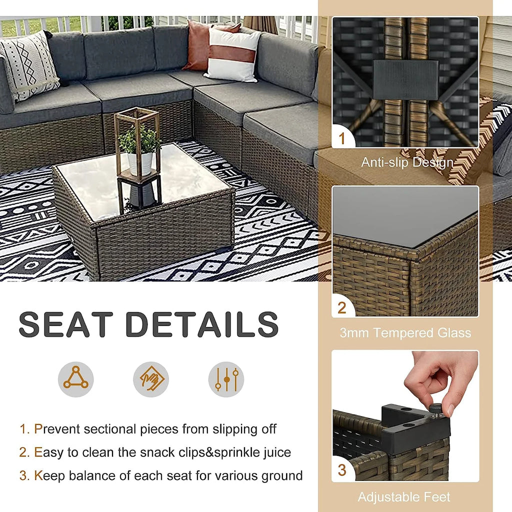 Gray Pe Wicker Rattan Patio Sofa Set E60777