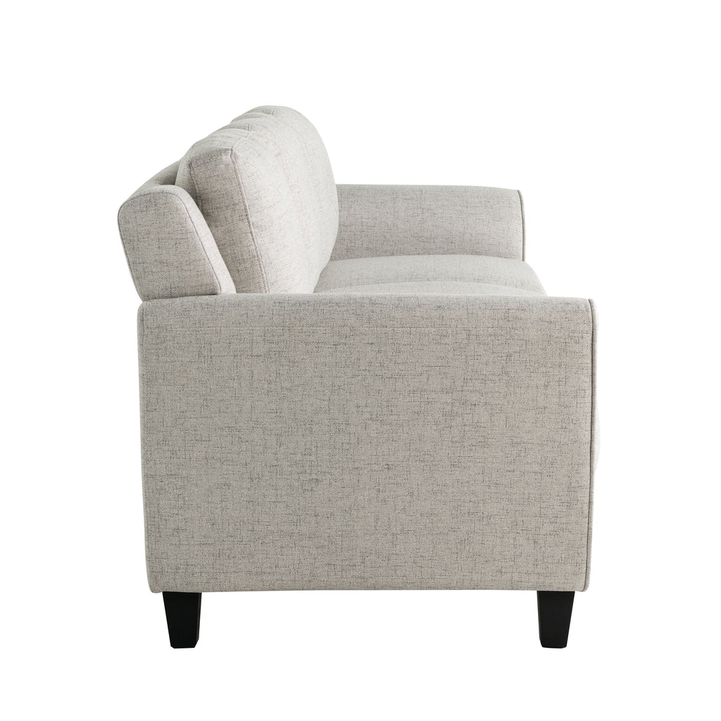 Beige Fabric Loveseat with Curved Arms E36194