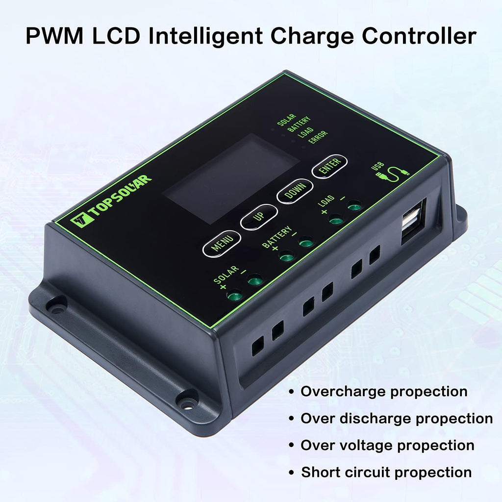 20W 12V Monocrystalline Solar Panel Kit with 10A Charge Controller Q387