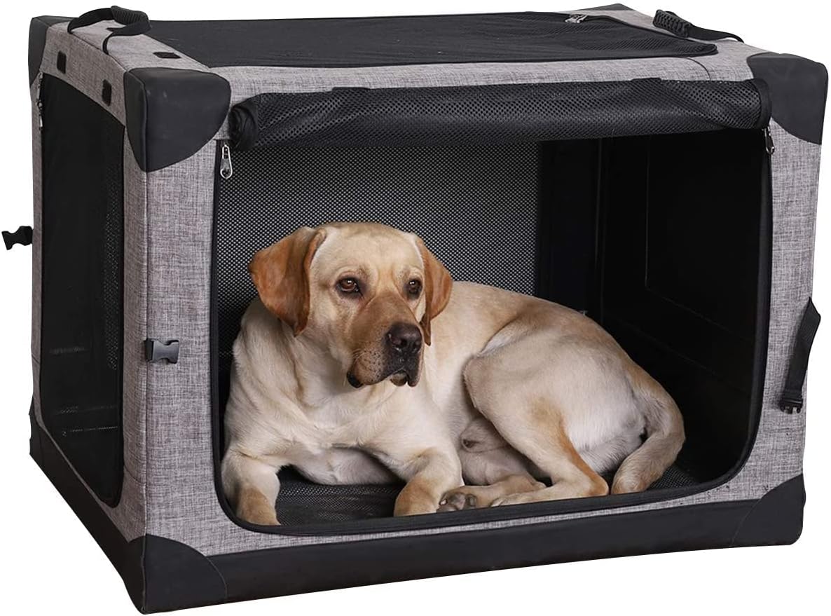 Portable Folding 4 Door Dog Crate Carrier W134586