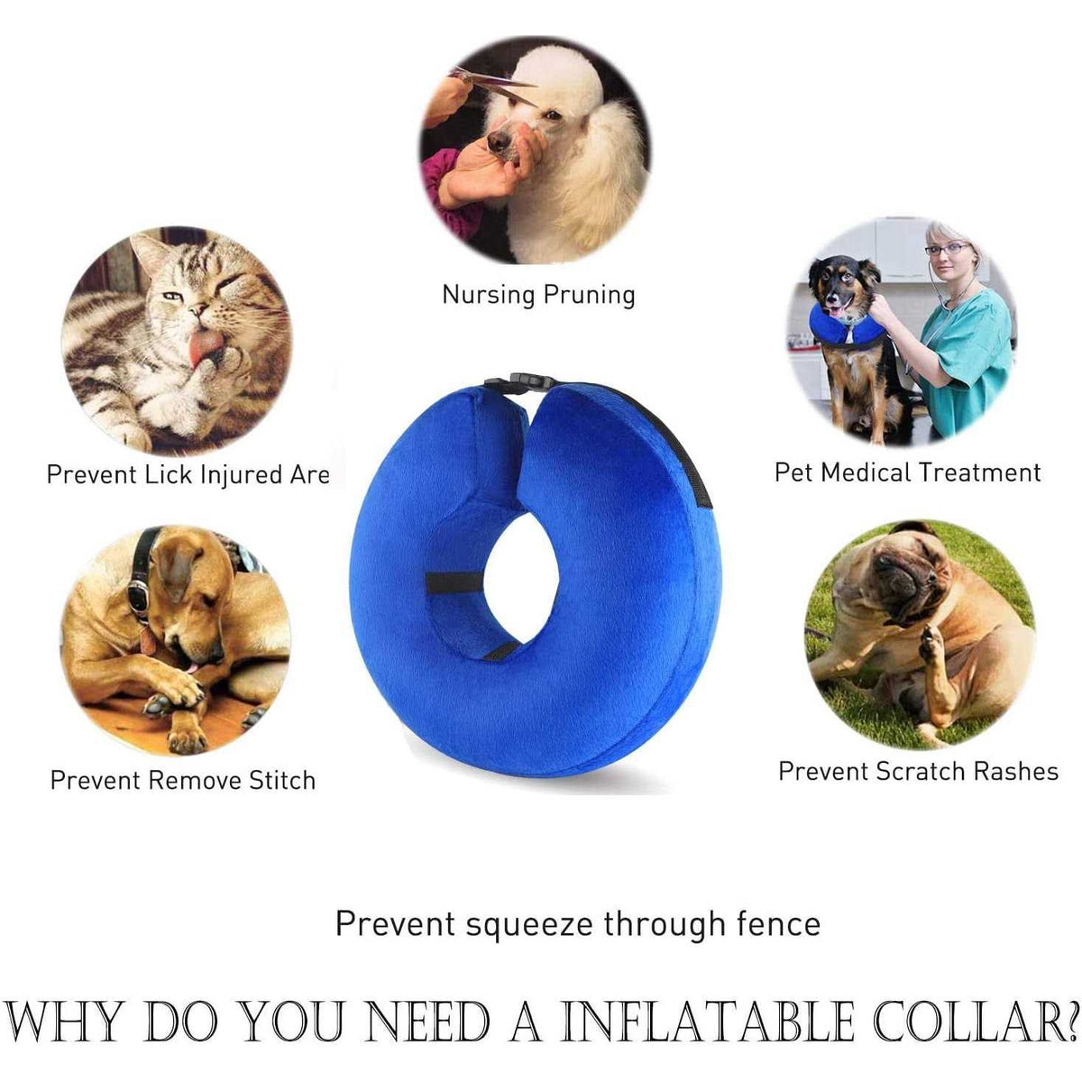 Protective Inflatable Cone Collar for Dogs and Cats J158