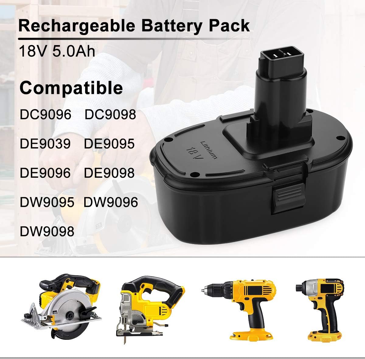 2 Pack 5.0Ah 18V Lithium-Ion Battery A458052