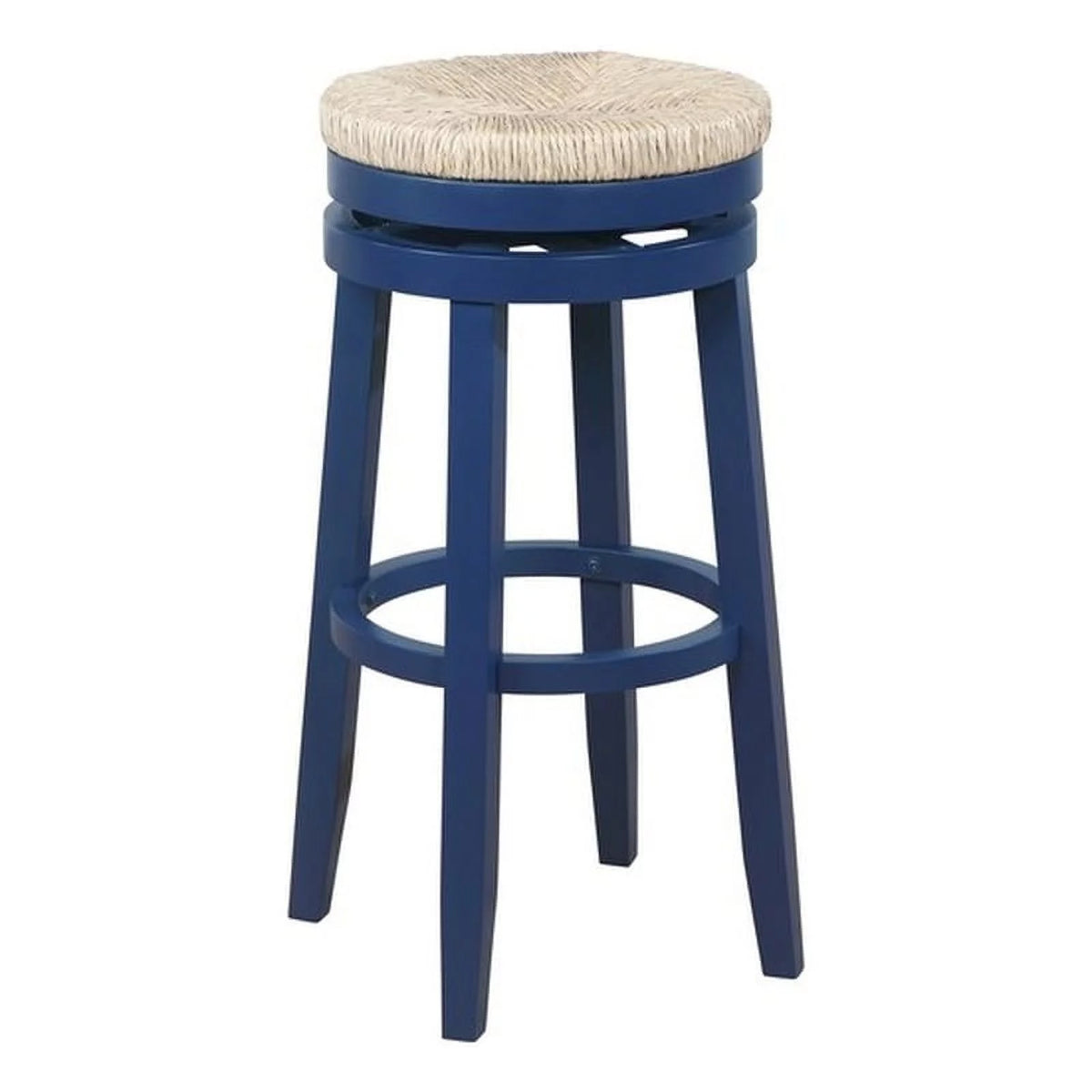 Navy Blue Wood Swivel Barstool V176193