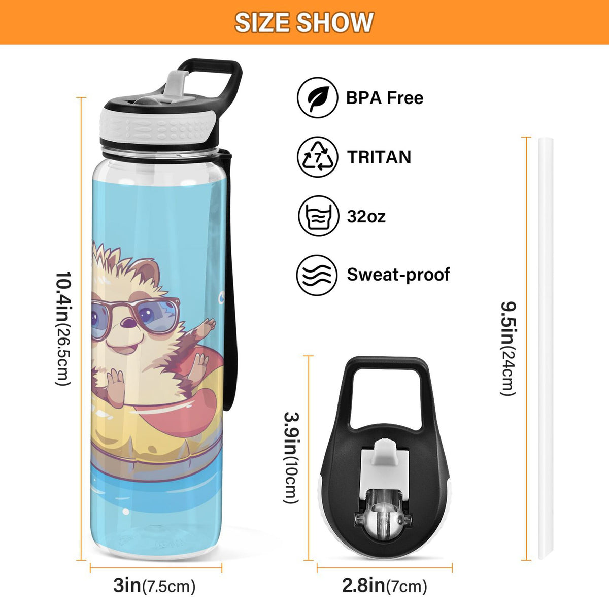 32oz Tritan Leakproof Water Bottle with Straw C1974
