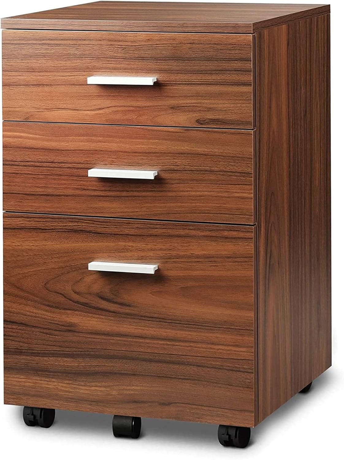 Black 3 Drawer Wood Mobile File Cabinet U6204
