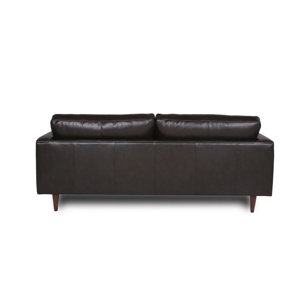 Dark Brown Leather Sofa With Tufted Seat And Back J937