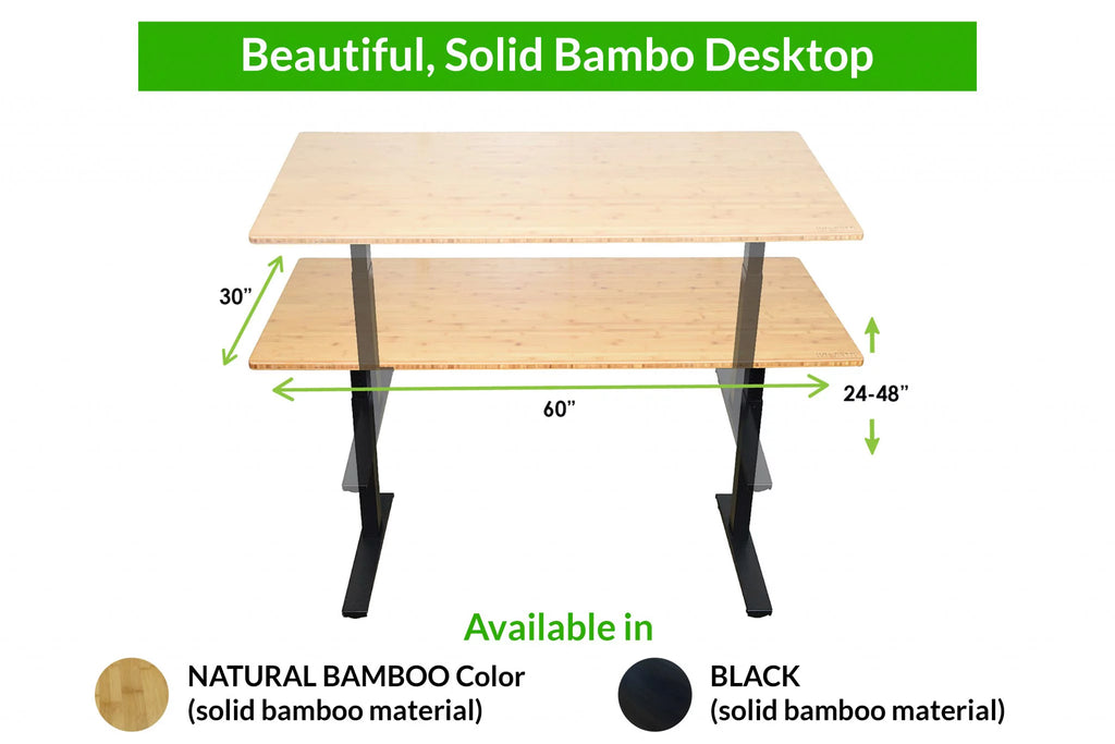 Gray Natural Bamboo Adjustable Computer Desk T769993