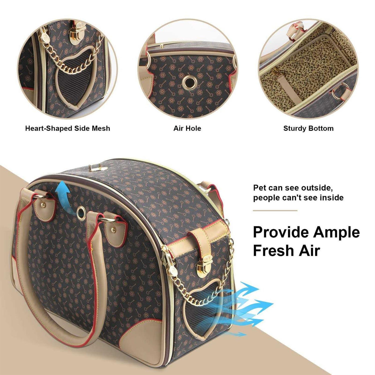 Fashion Pu Leather Dog Carrier Handbag Tote Bag T9616
