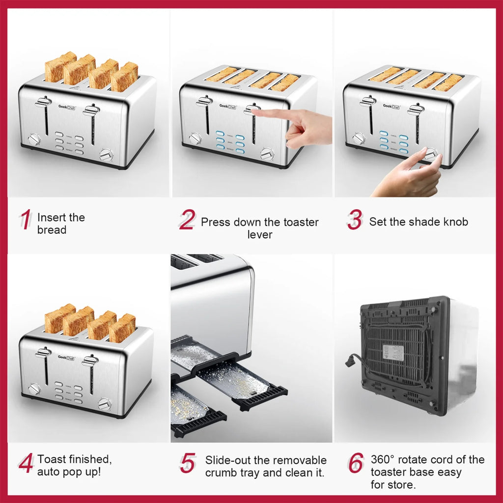 4 Slice Stainless Steel Toaster H436323