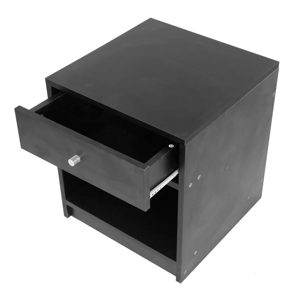 Black Wood 1 Drawer Bedside Table Q552460