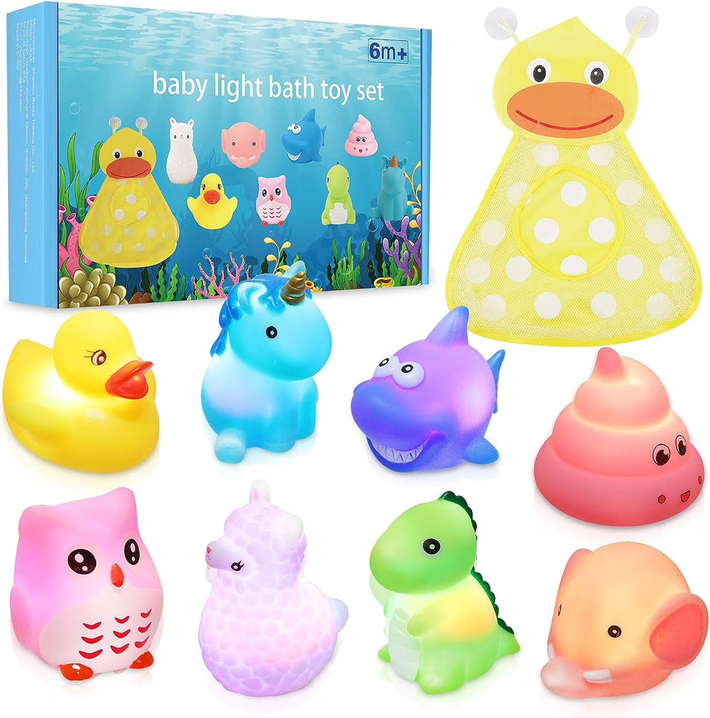 LED Light Baby Bath Toys Set with Storage Bag I5387