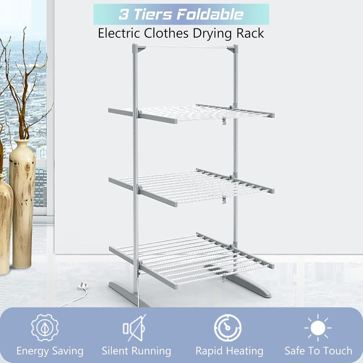 Heated Folding Electric Clothes Drying Rack O295490