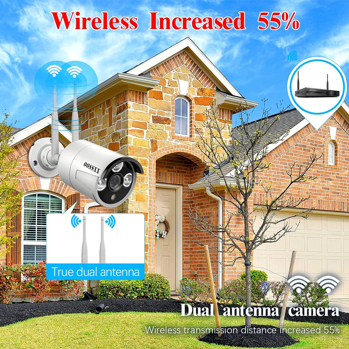 2K 3.0MP Wireless Security Camera System, 8 Channel NVR Outdoor Home Surveillance with 4TB HDD O30380