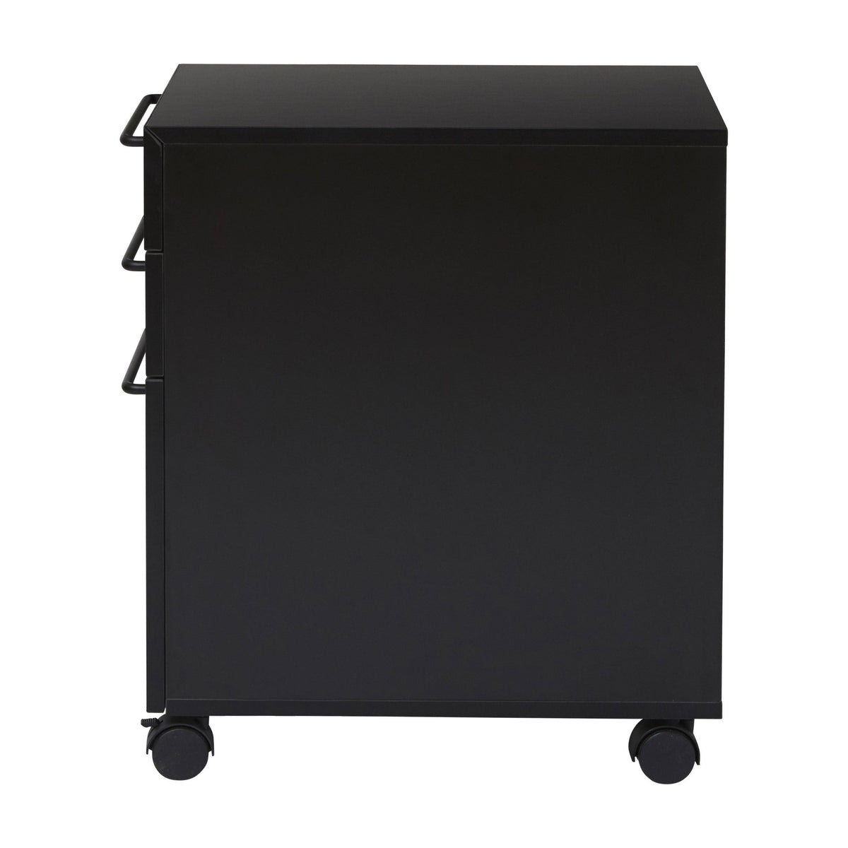 Black Engineered Wood Mobile Pedestal with Castors O2144