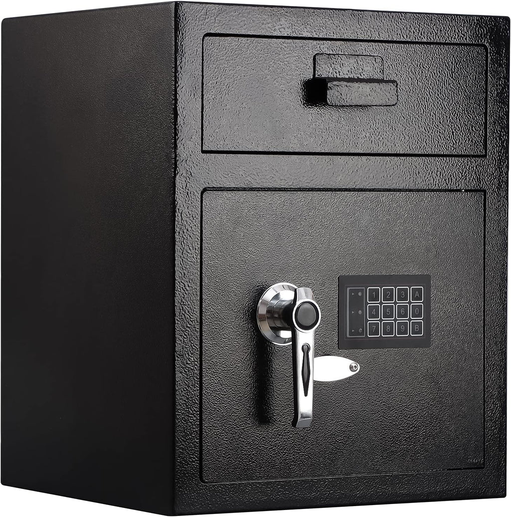 Dual Key Lock Anti-theft Drop Slot Steel Safe Matte Black J8438