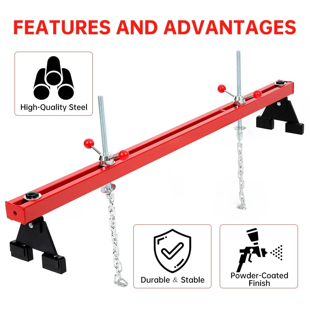 1100 Lbs Transverse Engine Support Bar with 2 Points Lift Holder and Dual Hooks N935334